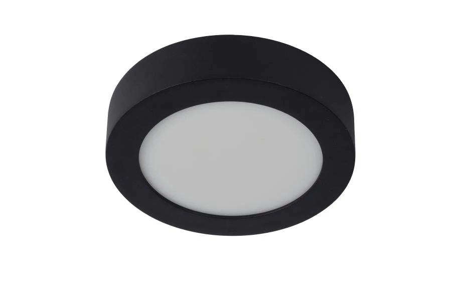 Lucide BRICE-LED - Flush ceiling light Bathroom - Ø 18 cm - LED Dim. - 1x12W 3000K - IP44 - Black - turned off